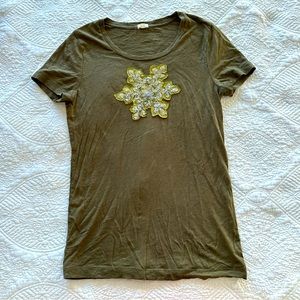 snowflake embellished T shirt